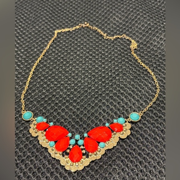 Bold Heidi Daus-Inspired Statement Necklace - Coral & Turquoise Tones - Picture 7 of 9
